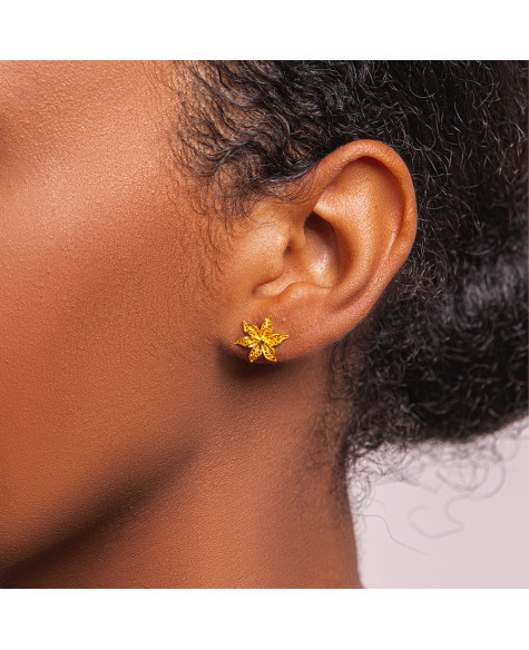 Boucles d'oreilles en or 18 carats fleur d'ylang